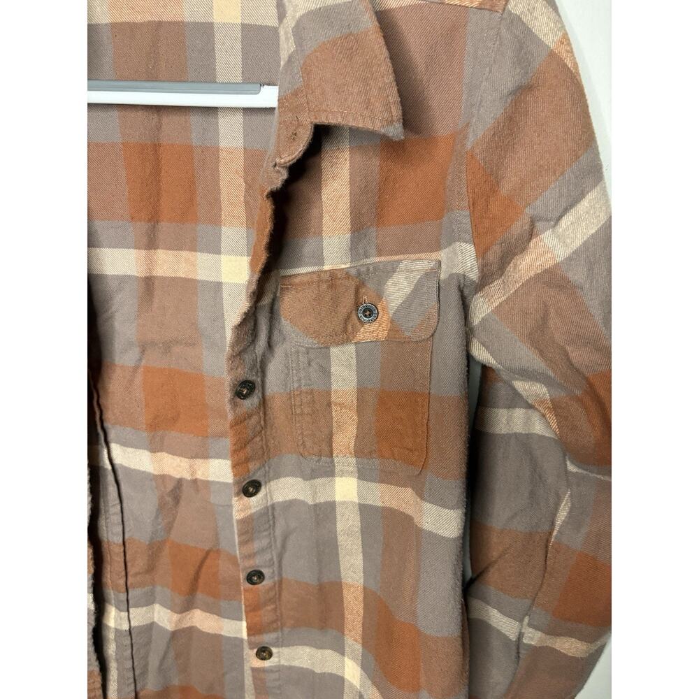 Patagonia Organic Cotton Plaid Flannel Shirt Women’s XS Style 42405 Brown Orange - Picture 2 of 9
